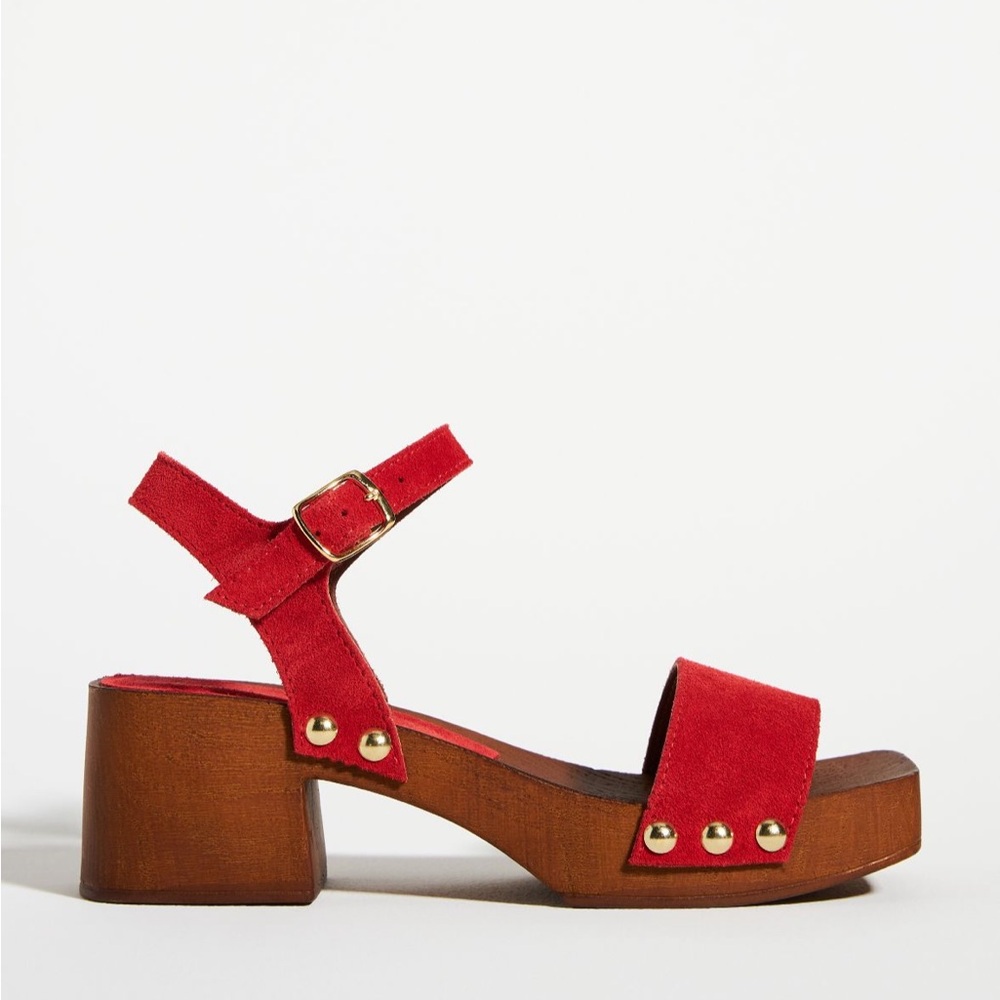 Anthropologie Red Double-Strap Sandals (size: US 8-8.5/EU 39)